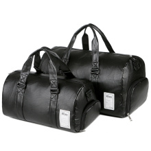 Waterproof Travel Shoulder Bag Mens Leather Gym Sports Bag with Shoe Compartment Sports Bag